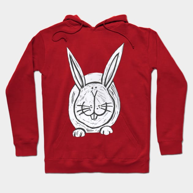 Rabbit, Big, Fat, White Rabbit, on pink. Hoodie by krisevansart